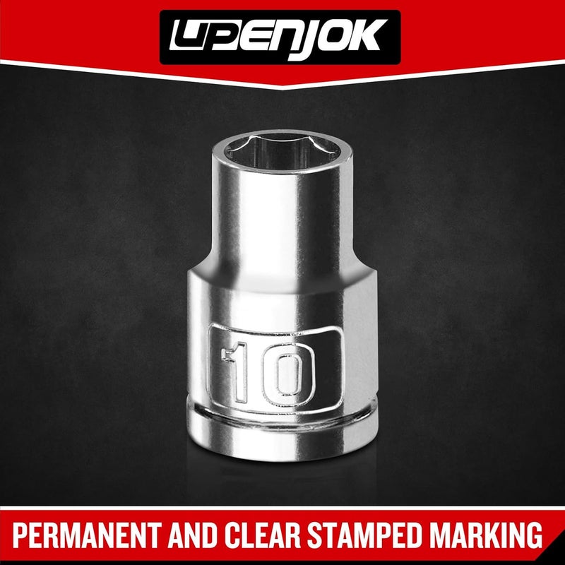 Upenjok 2PCS 1/2" Drive 10mm Socket Set, Shallow, Mirror Finish, Cr-V Steel, 6-Point - Image 5